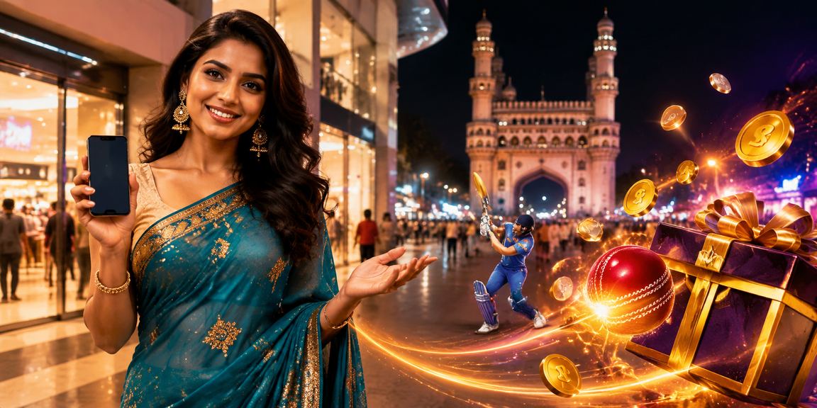 Mobile playing Andar Bahar near Hyderabad's Charminar in the evening